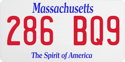 MA license plate 286BQ9