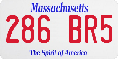 MA license plate 286BR5