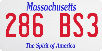 MA license plate 286BS3