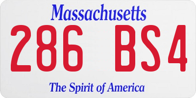 MA license plate 286BS4