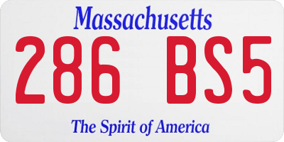 MA license plate 286BS5