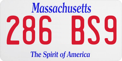 MA license plate 286BS9