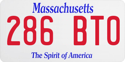 MA license plate 286BT0
