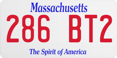 MA license plate 286BT2