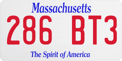 MA license plate 286BT3
