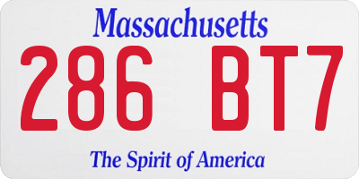MA license plate 286BT7