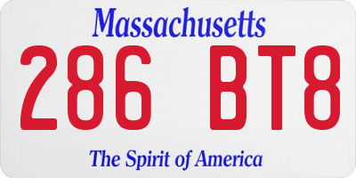 MA license plate 286BT8
