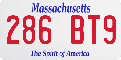 MA license plate 286BT9