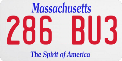 MA license plate 286BU3