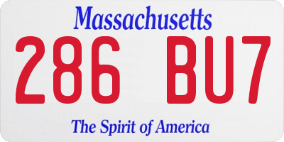 MA license plate 286BU7