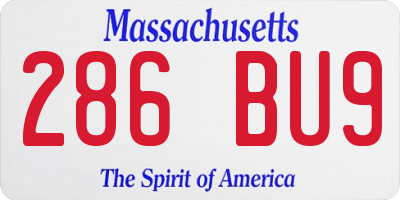 MA license plate 286BU9