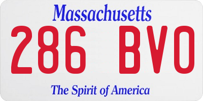MA license plate 286BV0
