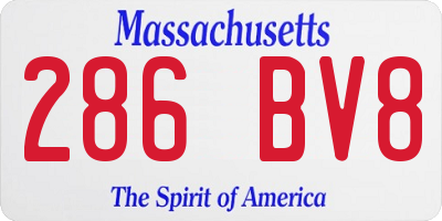 MA license plate 286BV8