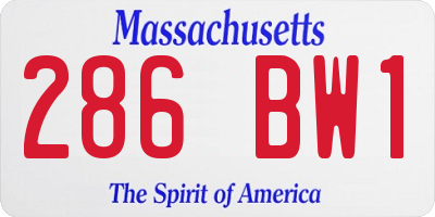 MA license plate 286BW1