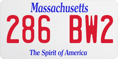MA license plate 286BW2