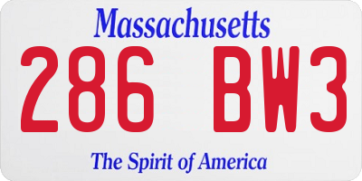 MA license plate 286BW3