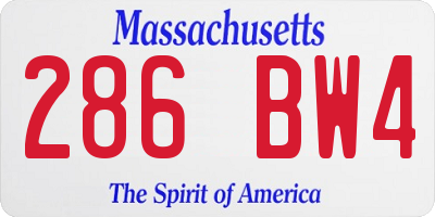 MA license plate 286BW4
