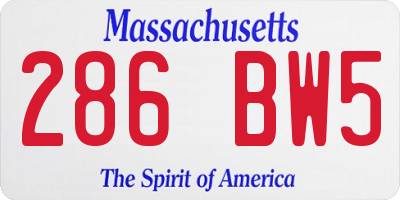 MA license plate 286BW5