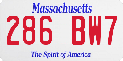 MA license plate 286BW7