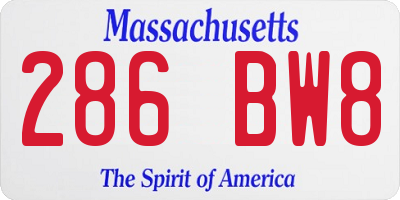 MA license plate 286BW8