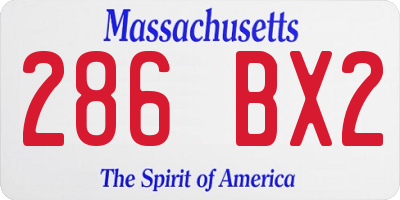MA license plate 286BX2