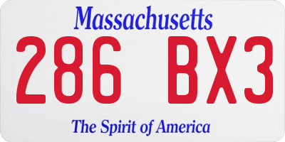 MA license plate 286BX3