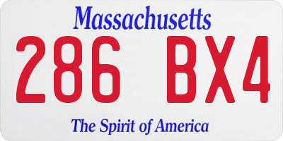 MA license plate 286BX4