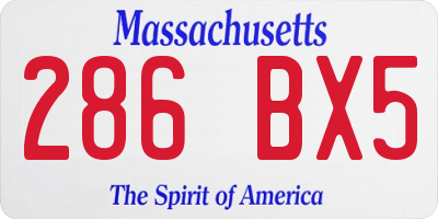 MA license plate 286BX5