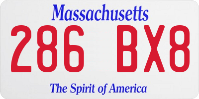 MA license plate 286BX8