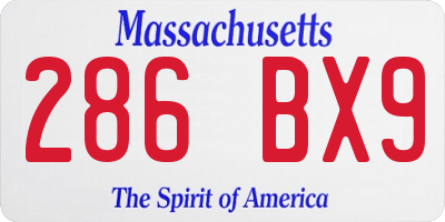 MA license plate 286BX9