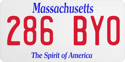 MA license plate 286BY0