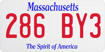 MA license plate 286BY3