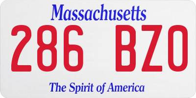 MA license plate 286BZ0