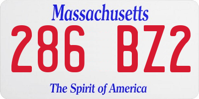MA license plate 286BZ2