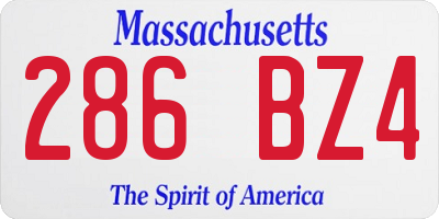 MA license plate 286BZ4