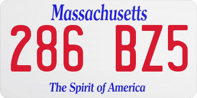 MA license plate 286BZ5