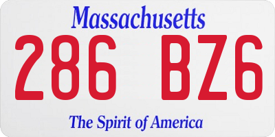 MA license plate 286BZ6