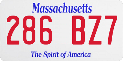 MA license plate 286BZ7