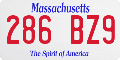 MA license plate 286BZ9