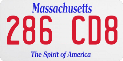 MA license plate 286CD8