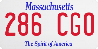 MA license plate 286CG0