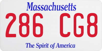 MA license plate 286CG8