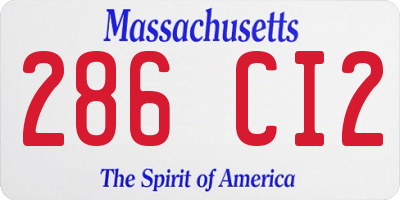 MA license plate 286CI2