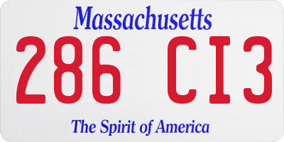 MA license plate 286CI3
