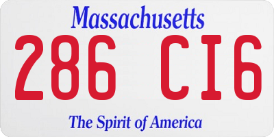MA license plate 286CI6