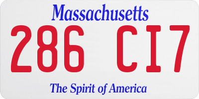 MA license plate 286CI7