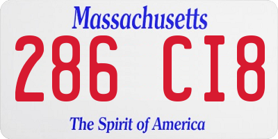 MA license plate 286CI8