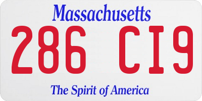 MA license plate 286CI9