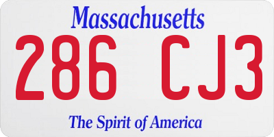 MA license plate 286CJ3