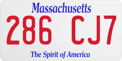 MA license plate 286CJ7